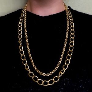 Stella & Dot Double Chain Gold Necklace